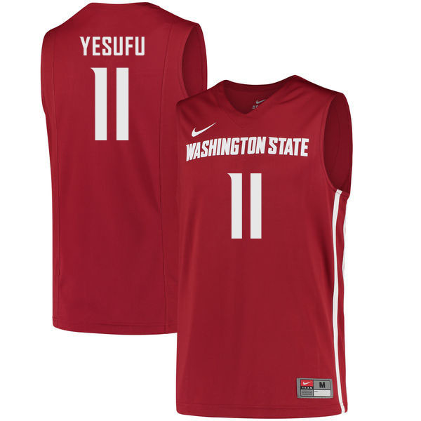 Washington State Cougars #11 Joseph Yesufu College Basketball Jerseys Stitched Sale-Crimson